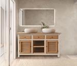 mueble de baño de madera maciza romantico calido y luminoso