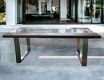 Mesa madera maciza Rio teca y cristal