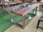 Mesa madera maciza Rio teca y cristal