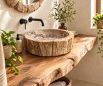 Impresionante lavabo de  madera fosilizada del Cretácico