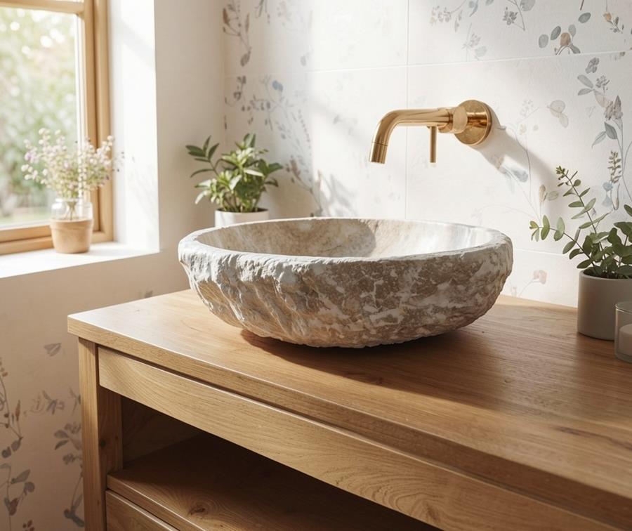 Lavabo de ónix Ibiza, lujo bienestar y conexión con la naturaleza