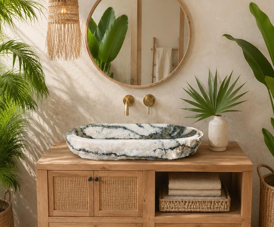Lavabo de lujo de piedra de onix Laos