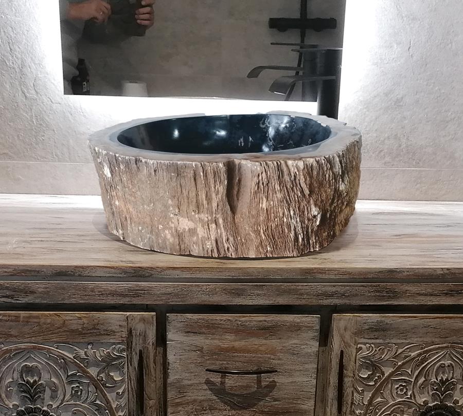 lavabo de madera fósil natural 