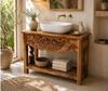 Consola Mai teca color avellana | 3716 | Reformas de baño en Alcala de Henares, Guadalajara, Madrid y alrededores. Muebles de baño de madera a medida. Lavabos de piedra