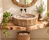Lavabo madera fosilizada Kita | 4890 | Reformas de baño en Alcala de Henares, Guadalajara, Madrid y alrededores. Muebles de baño de madera a medida. Lavabos de piedra