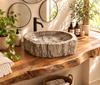 Lavabo madera fosilizada Kenia | 4892 | Reformas de baño en Alcala de Henares, Guadalajara, Madrid y alrededores. Muebles de baño de madera a medida. Lavabos de piedra