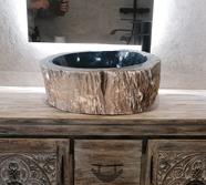 Lavabo madera fósil Sofia | 4713 | Reformas de baño en Alcala de Henares, Guadalajara, Madrid y alrededores. Muebles de baño de madera a medida. Lavabos de piedra