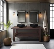 Consola madera teca reciclada Pompeya | 98 | Reformas de baño en Alcala de Henares, Guadalajara, Madrid y alrededores. Muebles de baño de madera a medida. Lavabos de piedra
