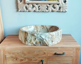 Lavabo de madera fosilizada Malta | 4816 | Reformas de baño en Alcala de Henares, Guadalajara, Madrid y alrededores. Muebles de baño de madera a medida. Lavabos de piedra