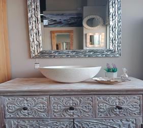 lavabo Niza terrazo blanco  | 4692 | Reformas de baño en Alcala de Henares, Guadalajara, Madrid y alrededores. Muebles de baño de madera a medida. Lavabos de piedra