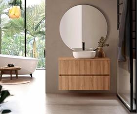 Mueble de baño madera de teca Etna | 4814 | Reformas de baño en Alcala de Henares, Guadalajara, Madrid y alrededores. Muebles de baño de madera a medida. Lavabos de piedra