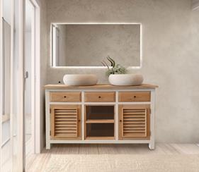 Mueble de baño Toscana | 4741 | Reformas de baño en Alcala de Henares, Guadalajara, Madrid y alrededores. Muebles de baño de madera a medida. Lavabos de piedra