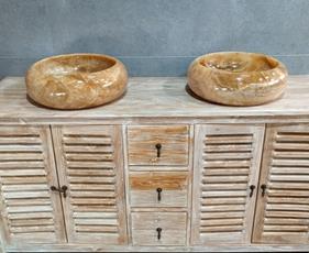 Lavabo piedra de Onix Palma | 4516 | Reformas de baño en Alcala de Henares, Guadalajara, Madrid y alrededores. Muebles de baño de madera a medida. Lavabos de piedra