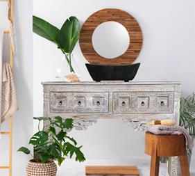consola ankor encerado blanco  | 67 | Reformas de baño en Alcala de Henares, Guadalajara, Madrid y alrededores. Muebles de baño de madera a medida. Lavabos de piedra