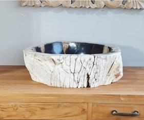 Lavabo madera fosilizada Petra | 4817 | Reformas de baño en Alcala de Henares, Guadalajara, Madrid y alrededores. Muebles de baño de madera a medida. Lavabos de piedra